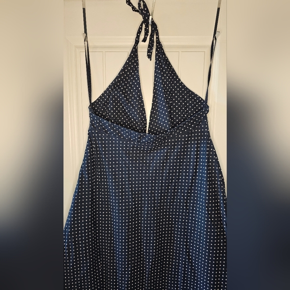 🌟SALE🌟 [GAP] Navy Blue & White Polka Dot Halter Top Midi/Maxi Dress 《10》 - Picture 8 of 16